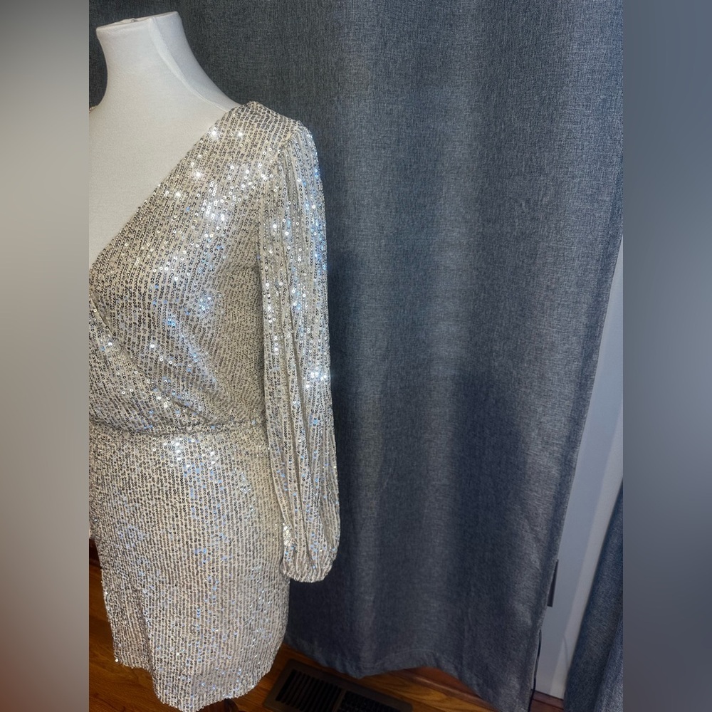Alter’d State Silver Sequin Mini Dress – Size S - Picture 5 of 14